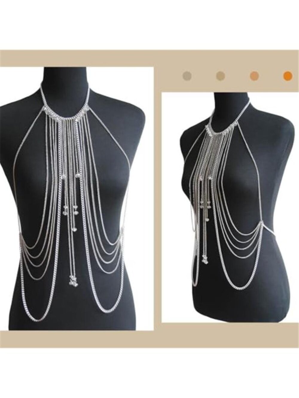 Body Chain Necklace Flower Lace Body Chain Layered Tassel Body Crossover - Picture 4 of 6
